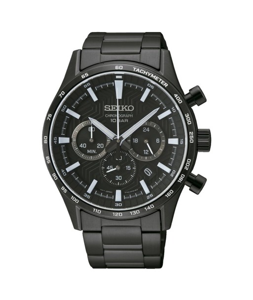 Montre Homme Seiko SSB415P1 Noir brillant des détails fins