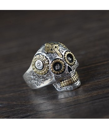 Bague Tête de Mort Mexicaine rembourrage situé sous