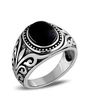 Bague Chevalière Homme avec Agate Noire Dans la société mordern