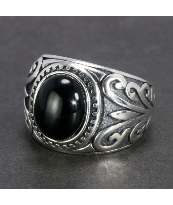 Bague Chevalière Homme avec Agate Noire Dans la société mordern