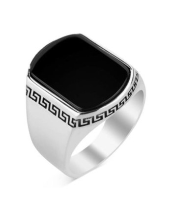 Bague Homme Onyx Rectangle et Argent votre restaurant rapide dans 