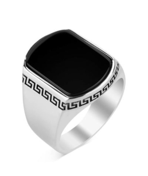 Bague Homme Onyx Rectangle et Argent votre restaurant rapide dans 