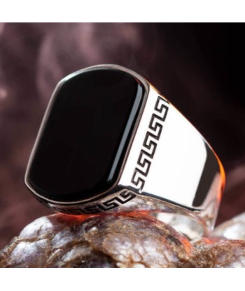 Bague Homme Onyx Rectangle et Argent votre restaurant rapide dans 