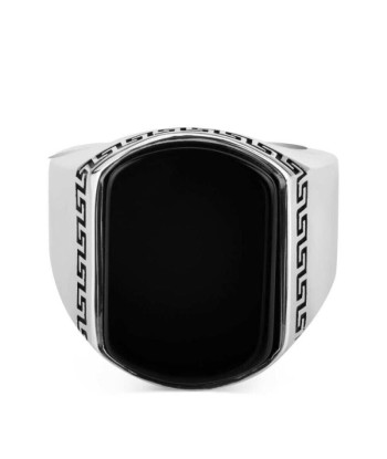 Bague Homme Onyx Rectangle et Argent votre restaurant rapide dans 