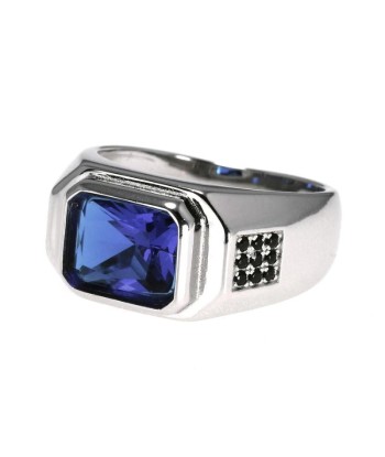 Bague Homme avec Zircon Bleu destockage