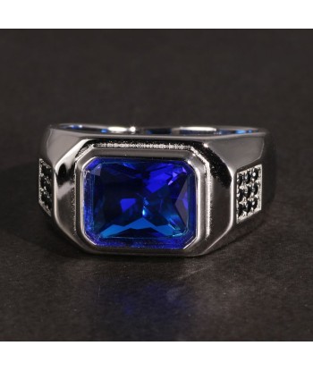 Bague Homme avec Zircon Bleu destockage