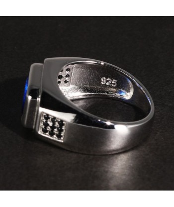 Bague Homme avec Zircon Bleu destockage