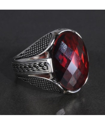 Bague Homme Zircon Rouge de technologie