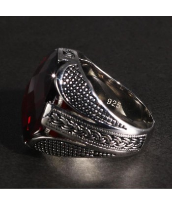 Bague Homme Zircon Rouge de technologie