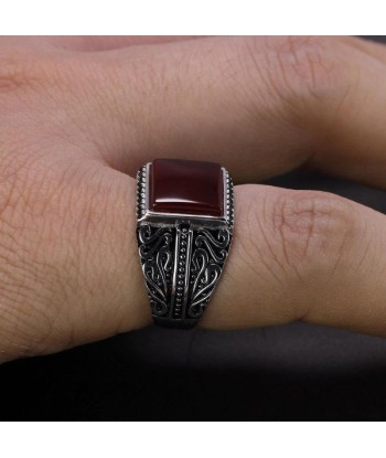 Bague Agate Rouge Homme plus qu'un jeu 