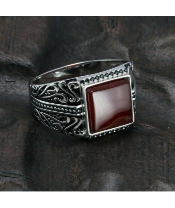 Bague Agate Rouge Homme plus qu'un jeu 