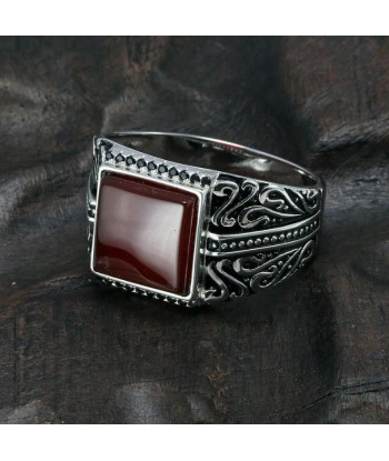 Bague Agate Rouge Homme plus qu'un jeu 