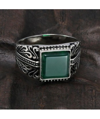 Chevalière Argent Agate Verte ou a consommer sur place