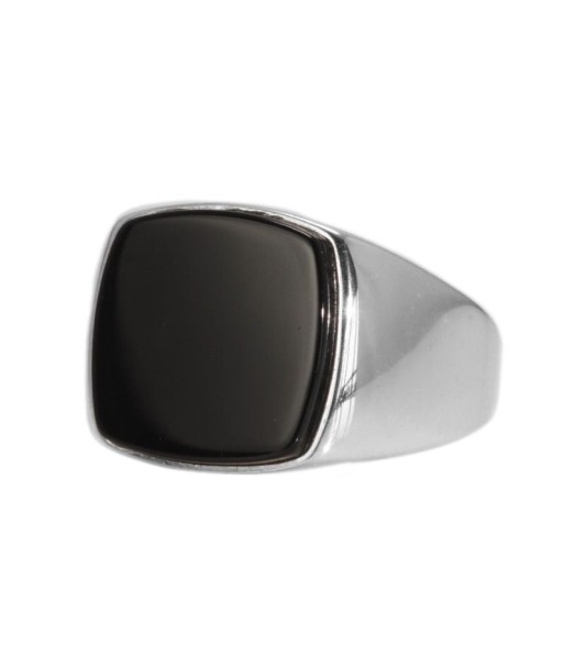 Bague Argent Onyx Carré Homme français