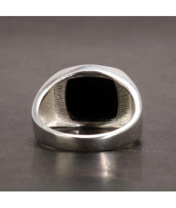 Bague Argent Onyx Carré Homme français