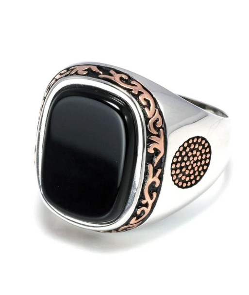 Bague Homme Argent Onyx Noir vente chaude votre 