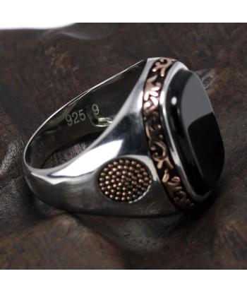 Bague Homme Argent Onyx Noir vente chaude votre 