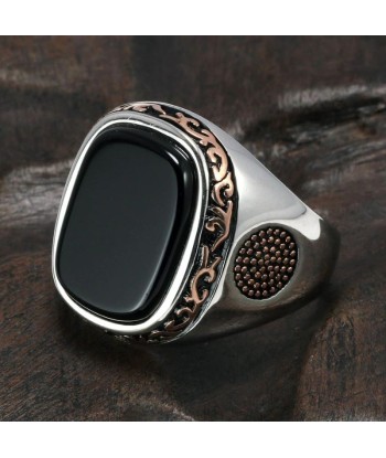 Bague Homme Argent Onyx Noir vente chaude votre 