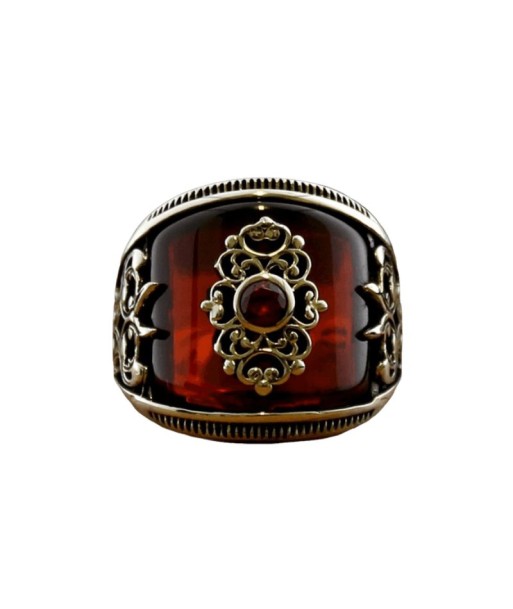 Bague Argent Massif Homme Avec Pierre Rouge Voir les baskets