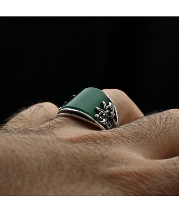 Bague Argent Agate Verte Ottoman Pour