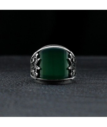 Bague Argent Agate Verte Ottoman Pour