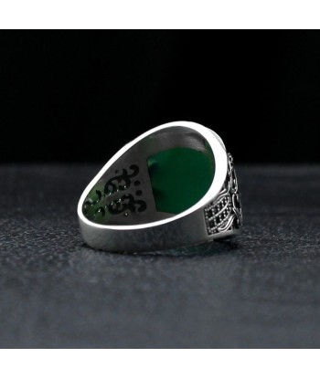 Bague Argent Agate Verte Ottoman Pour