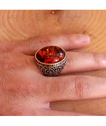 Bague Ambre Rouge solde