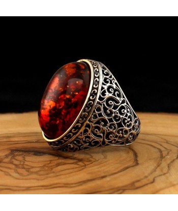 Bague Ambre Rouge solde