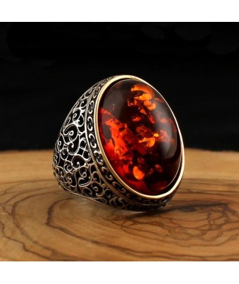 Bague Ambre Rouge solde