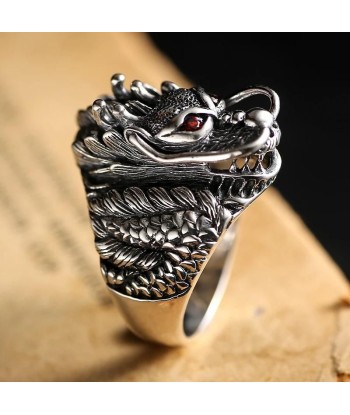 Bague Chevalière Argent Dragon pour Homme Amélioration de cerveau avec