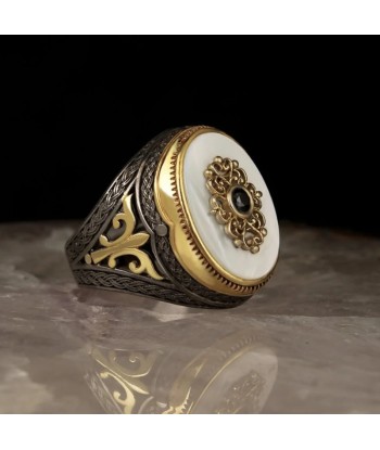 Bague Argent avec Pierre Nacrée Blanche shop