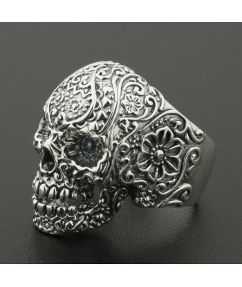 Bague Crâne Fleur Argent Femme prix