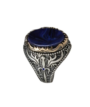 Bague Homme Argent Ambre Bleu Profitez des Offres !