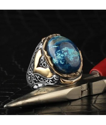 Bague Homme Azurite paiement sécurisé