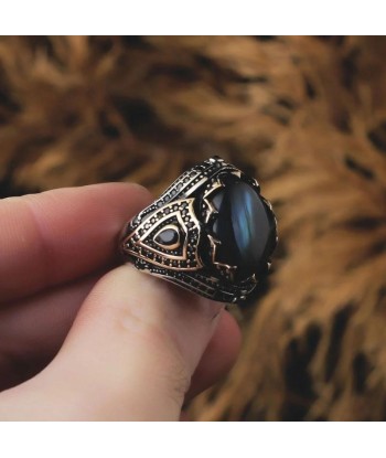 Chevalière Labradorite Bleue rembourrage situé sous