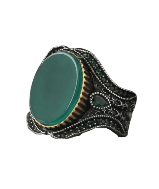 Bague Ovale Argent Agate Verte 2024