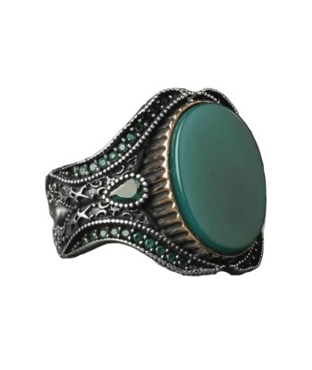 Bague Ovale Argent Agate Verte 2024