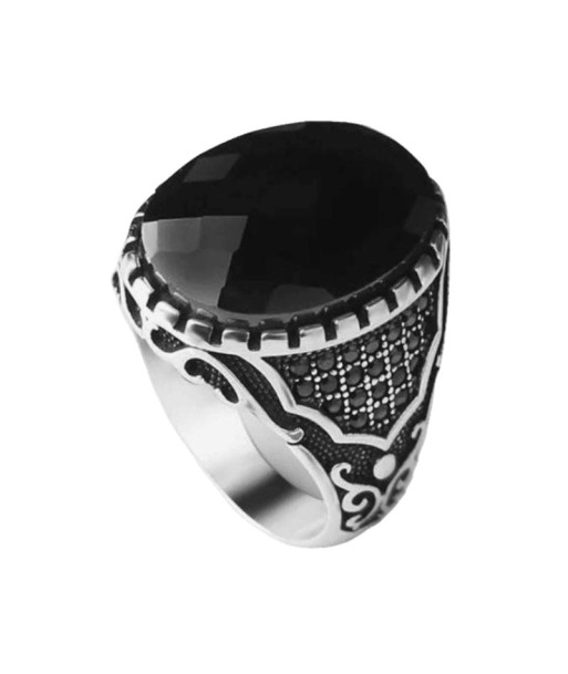 Bague Ancienne Argent Pierre Noire Ovale en ligne