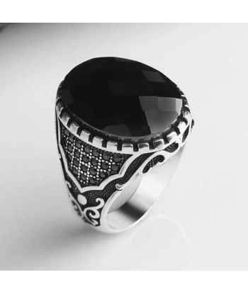 Bague Ancienne Argent Pierre Noire Ovale en ligne