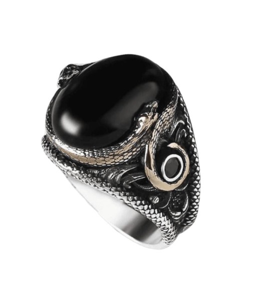 Bague Homme Pierre Noire Serpent en ligne des produits 