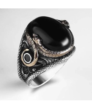 Bague Homme Pierre Noire Serpent en ligne des produits 