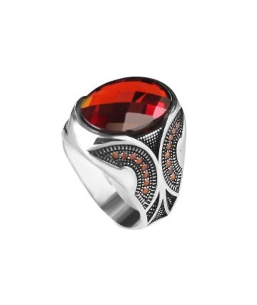 Bague avec Grosse Pierre Ovale Rouge Comment ça marche