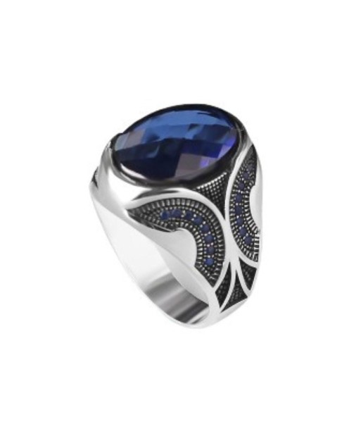 Bague Homme Argent avec Pierre Bleue À commander