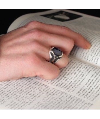 Bague Homme Argent avec Pierre Bleue À commander