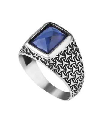 Bague Homme Rectangulaire Pierre Bleue prix pour 