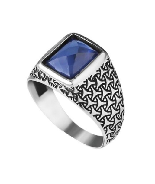 Bague Homme Rectangulaire Pierre Bleue prix pour 