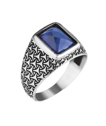 Bague Homme Rectangulaire Pierre Bleue prix pour 