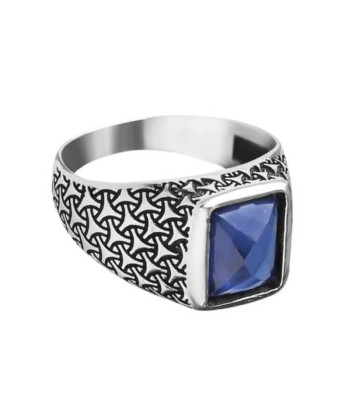 Bague Homme Rectangulaire Pierre Bleue prix pour 