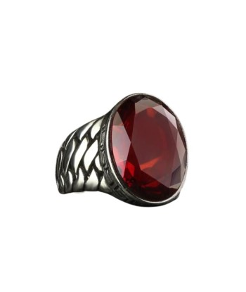 Bague Vintage Argent Pierre Rouge français