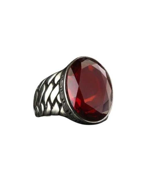 Bague Vintage Argent Pierre Rouge français